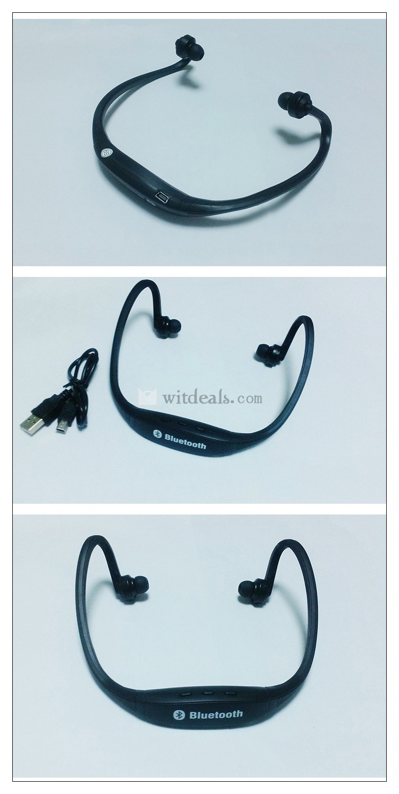 両耳Bluetoothヘッドセット イヤフォン イヤホン ブルートゥース Bluetooth サムスン/iPhone/HTCなど対応 スポーツタイプ ブラック