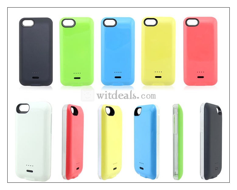iPhone5c対応 バッテリー内蔵ケース カバー 電源 充電器 大容量 極薄
