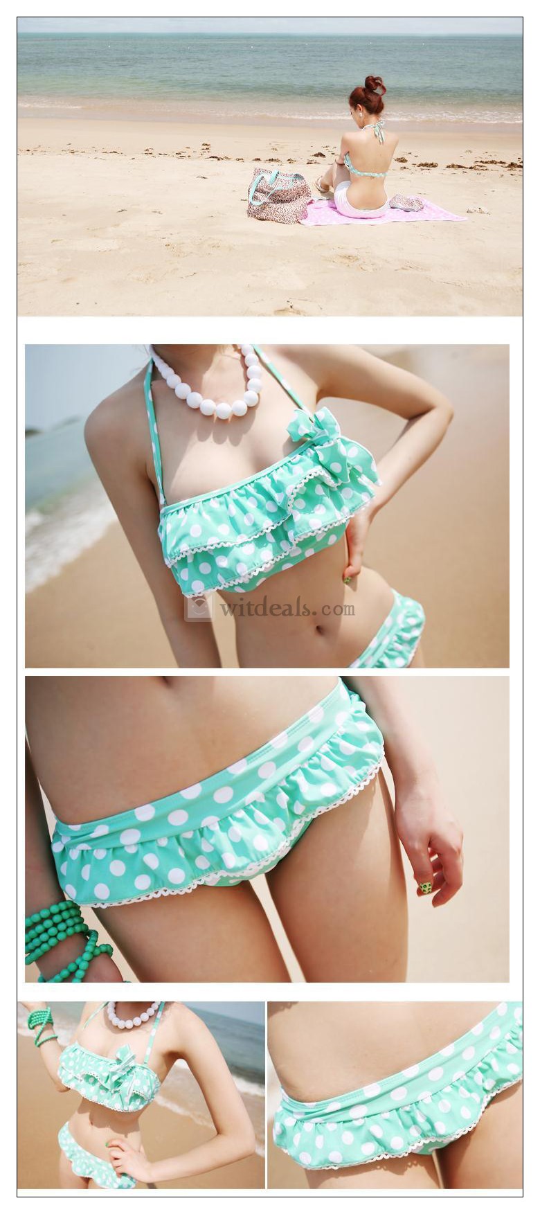 水玉ワイヤービキニ 水着 三角ビキニ ビキニパンツ レディース 着やせ ワンピ 可愛い水着 キュート フリル 2点セット