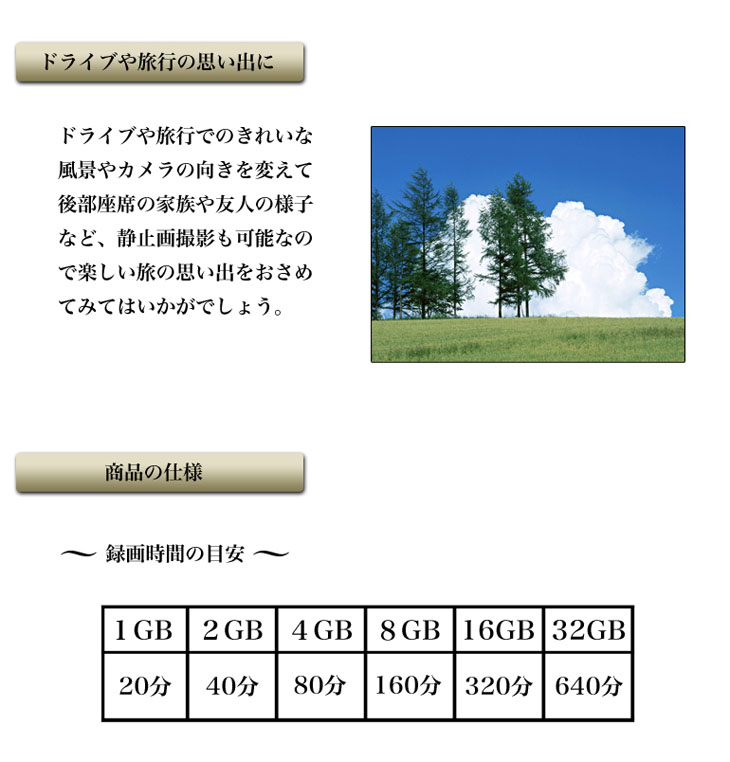 ドライブレコーダー HD 常時録画可能 一体型 2.5TFTモニター搭載 120度広角レンズ 動体検知自動録画機能付 F185