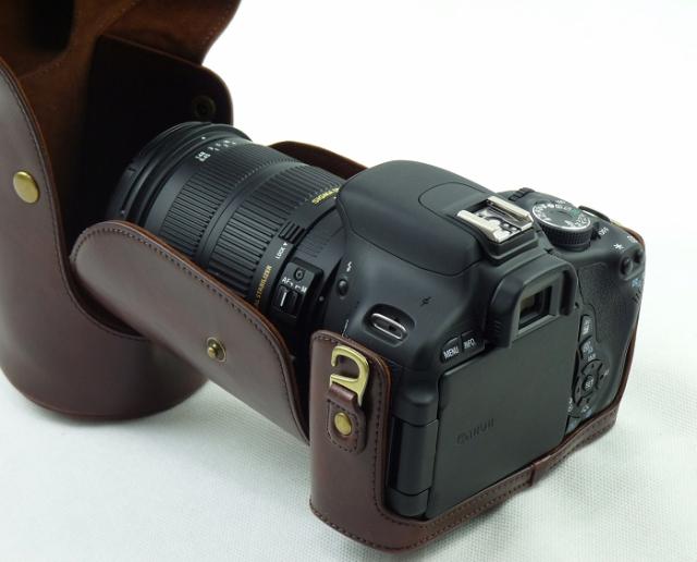 Canon キャノン EOS 600D 60D 7D 550D用カメラケース／PUレザーカバー ライトブラウン