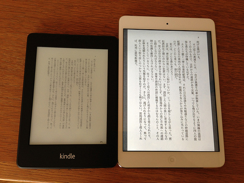 Kindle PaperwhiteとiPad miniの比較