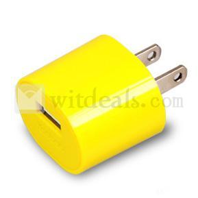 【送料無料】iPad／iPhone USB充電器／電源アダプター　イエロー