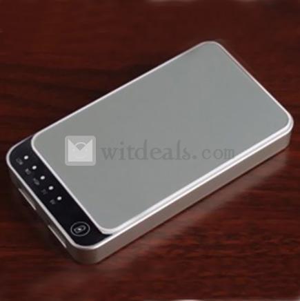 二つUSBポート付き ポリマー【送料無料】5200mAh 通用タイプモバイルバッテリー　グレー