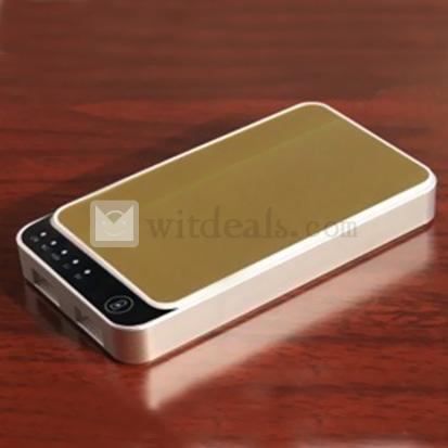 5200mAh ポリマー 二つUSBポート付き 通用タイプモバイルバッテリー　イエロー
