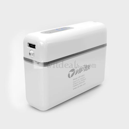 5200mAh【送料無料】8つ充電用変換プラグ 通用タイプモバイルバッテリー　ホワイト