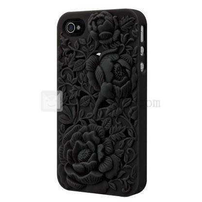 iPhone 4／4S浮き彫りケース/カバー 【送料無料】 ポリカーボネート ブラック