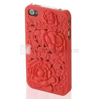 iPhone 4／4S浮き彫りケース/カバー ポリカーボネート レッド