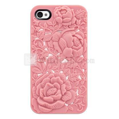 iPhone 4／4S浮き彫りケース/カバー ポリカーボネート ピンク