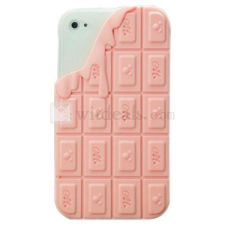 iPhone 4／4Sチョコレート式保護ケース/カバー【送料無料】 シリカゲル シリコンケース/カバー　ピンク