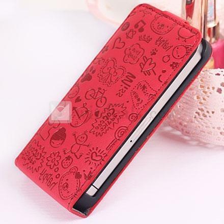 iPhone 4／4Sレザーケース/カバー　PU 【送料無料】レッド