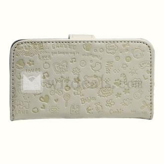 iPhone 4／4Sレザーケース/カバー 横開き２つ折り ホワイト