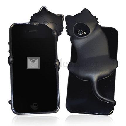 Apple iPhone 4／4S kiki伏し猫携帯電話保護ケース/カバー　ブラック