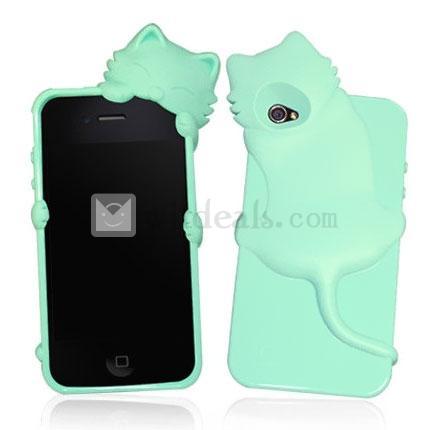 Apple iPhone 4／4S kiki伏し猫携帯電話保護ケース/カバー【送料無料】ライトブルー