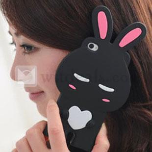 囧兎兎iPhone4/4Sアイフォン4／4S保護ケース/カバー　ブラック