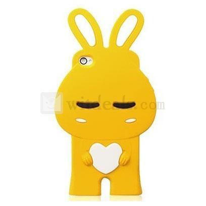 【送料無料】うさぎiPhone4/4Sアイフォン4／4S保護ケース/カバー囧兎兎　イエロー