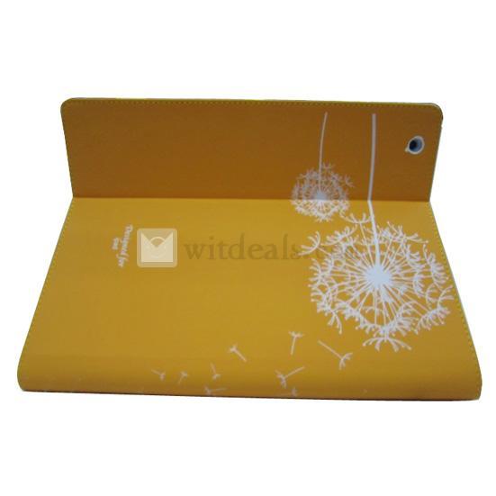 皮革 【送料無料】 iPad2／3タンポポ紋ケース・カバー　イエロー