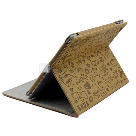 【送料無料】 PU iPad2／3レザーケース・カバー　茶褐色