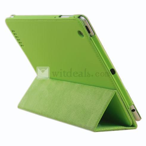 【送料無料】本革 折りたたみ式iPad2／3ケース・カバー　グリーン