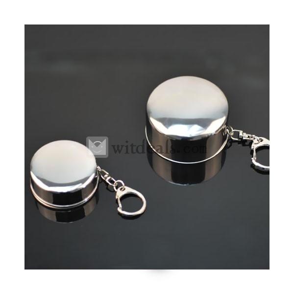 アウトドア／旅行折畳みカップ　三段・伸縮可能シルバー色