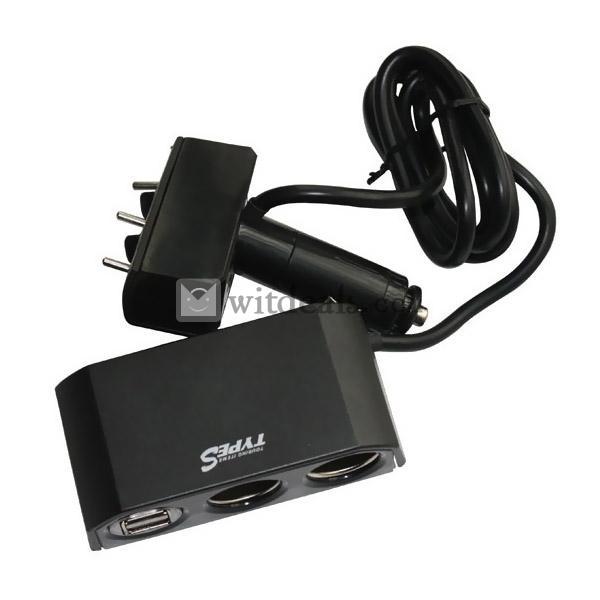 カップ型3連カーシガーソケット／3ポート車用バスパワー　ブラック