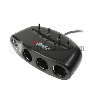 自動車個別スイッチ付き4連ソケット／シガー電源分配器4ポート