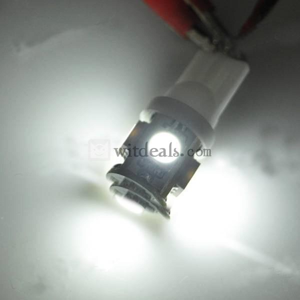 T10 5SMD LEDホワイトライトバルブ1.2W 12V 6500K 70Lumen