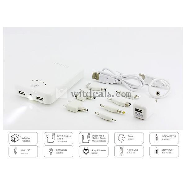 11200mAh　二つUSBポート8つ充電用変換プラグ iPad／iPhone 対応モバイルバッテリー　
