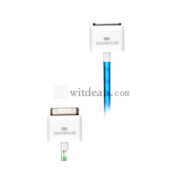 オリジナルなアップル（Apple）データケーブル　2.1A 5V　可視発光　USBポート【送料無料】ホワイトブルー
