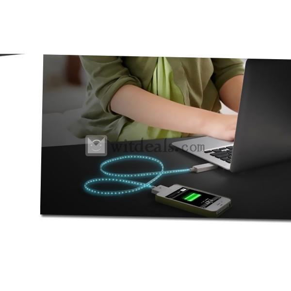 オリジナルなアップル（Apple）データケーブル【送料無料】2.1A 5V　USBポート　可視発光　ピンク紫