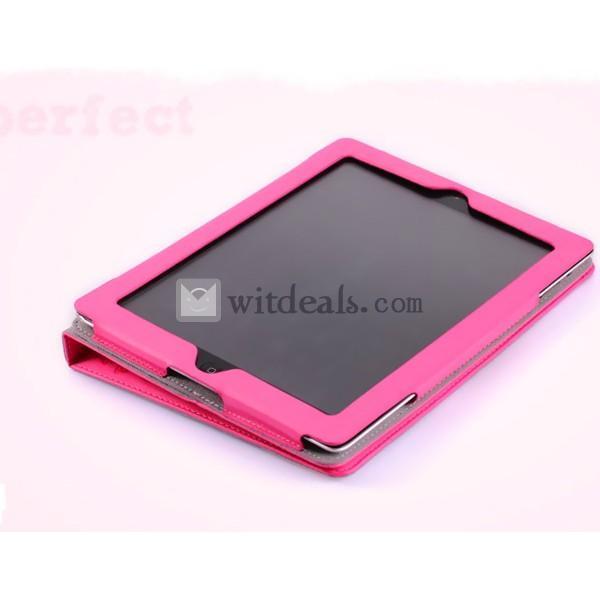 PU iPad2／3レザーケース・カバー　ローズレッド