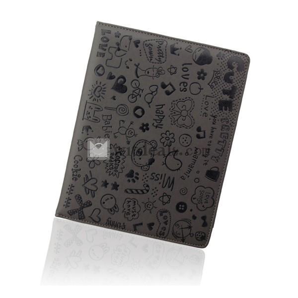 iPad2／3レザーケース・カバー【送料無料】 PU 深グレー