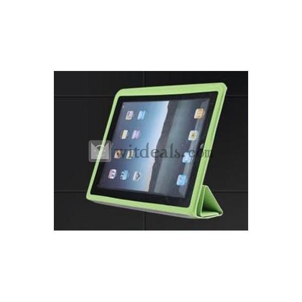 【送料無料】本革 折りたたみ式iPad2／3ケース・カバー　グリーン