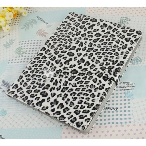 横置き式　三段階式　高級皮革【送料無料】iPad2／3豹柄スリープレザーケース・カバー　ブラック