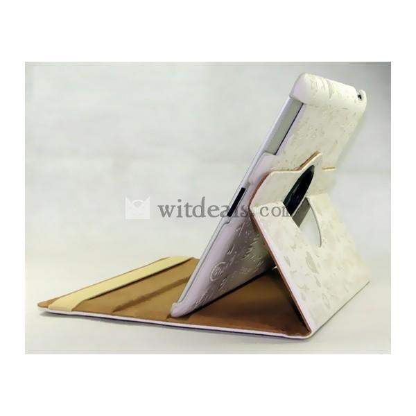 回転機能付き オートスリープ対応 上質の皮革　iPad2／3ケース・カバー　ホワイト