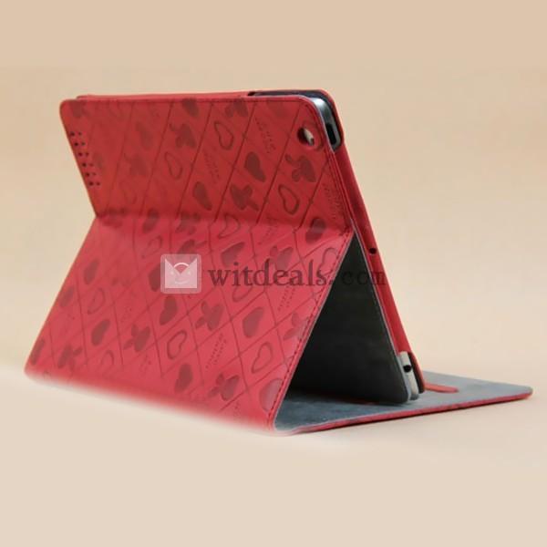 iPad2用レザーケース・カバー　オートスリープ機能 PU 三段階・多角度ン　レッド
