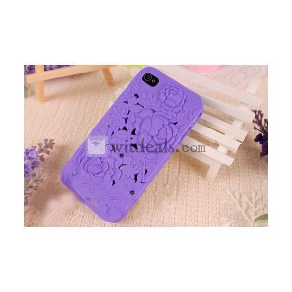 iPhone 4／4S浮き彫りケース/カバー ポリカーボネート 紫