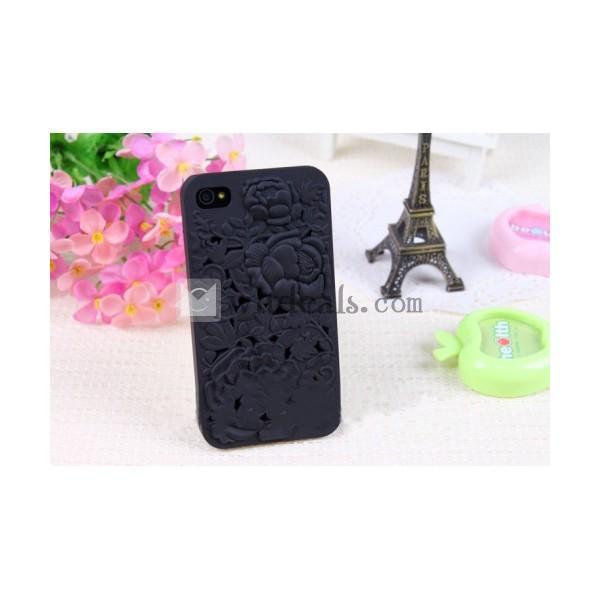 iPhone 4／4S浮き彫りケース/カバー 【送料無料】 ポリカーボネート ブラック