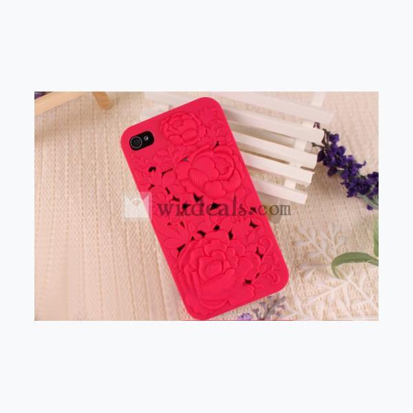 iPhone 4／4S浮き彫りケース/カバー ポリカーボネート レッド