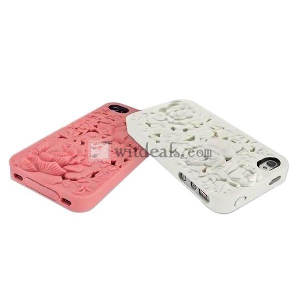 iPhone 4／4S浮き彫りケース/カバー ポリカーボネート 【送料無料】ホワイト