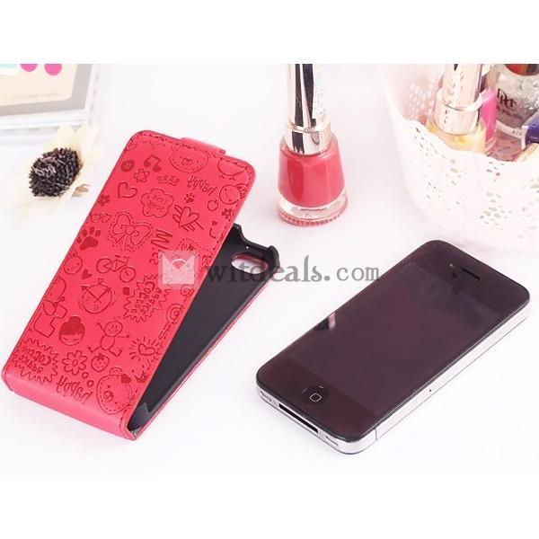 iPhone 4／4Sレザーケース/カバー　PU 【送料無料】レッド