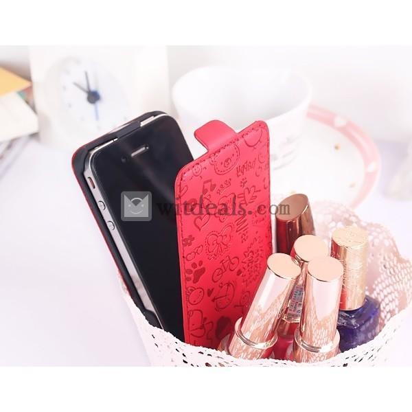 iPhone 4／4Sレザーケース/カバー　PU 【送料無料】レッド