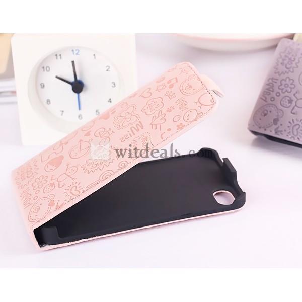 iPhone 4／4Sレザーケース/カバー　PU 【送料無料】ピンク