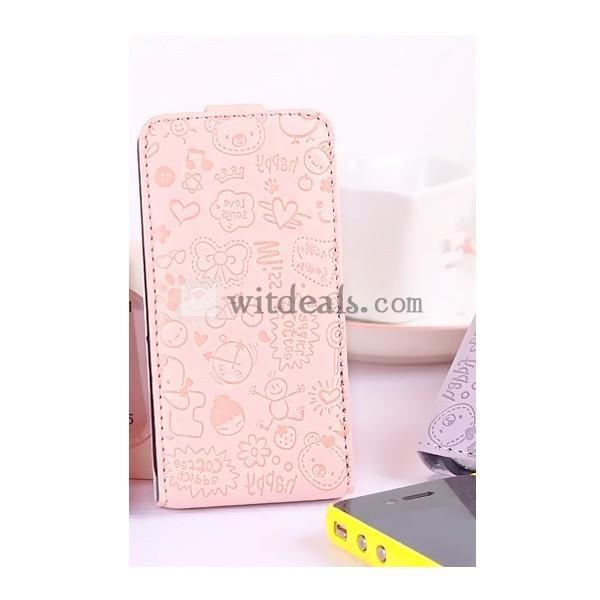 iPhone 4／4Sレザーケース/カバー　PU 【送料無料】ピンク