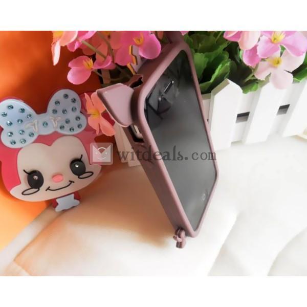 豚 Apple iPhone 4／4S対応3Dシリコン保護ケース/カバー ブラウン