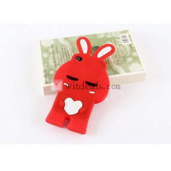 【送料無料】iPhone4/4Sアイフォン4／4Sケース/カバー囧兎兎　レッド