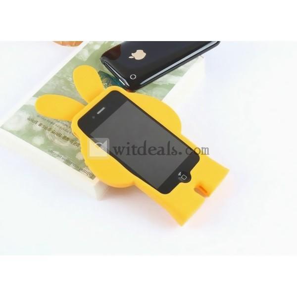 【送料無料】うさぎiPhone4/4Sアイフォン4／4S保護ケース/カバー囧兎兎　イエロー