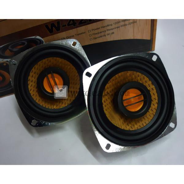 80W　カーオーディオスピーカー／車スピーカー同軸　4インチ草編みコーン