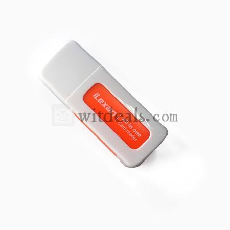 多機能　USB2.0対応カードリーダー　3-8in-1　オレンジ