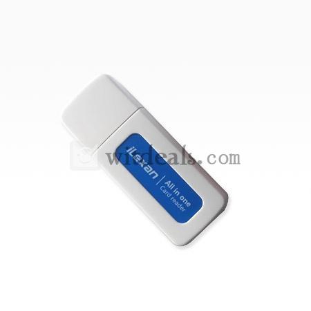 カードリーダー　USB2.0ハイスピード対応　MS、SD、TFカード対応　ブルー